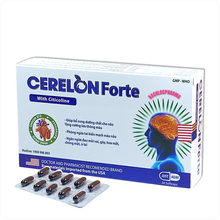 Viên uống bổ não Cerelon Forte giúp tăng cường trí nhớ, tăng tuần hoàn máu não, ngừa tai biến