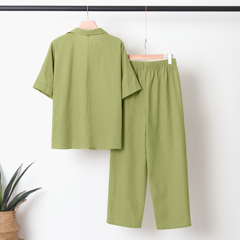 Bộ đồ Zanzea gồm áo sơ mi tay ngắn cổ bẻ và quần dài ống rộng màu trơn sành điệu cho nữ