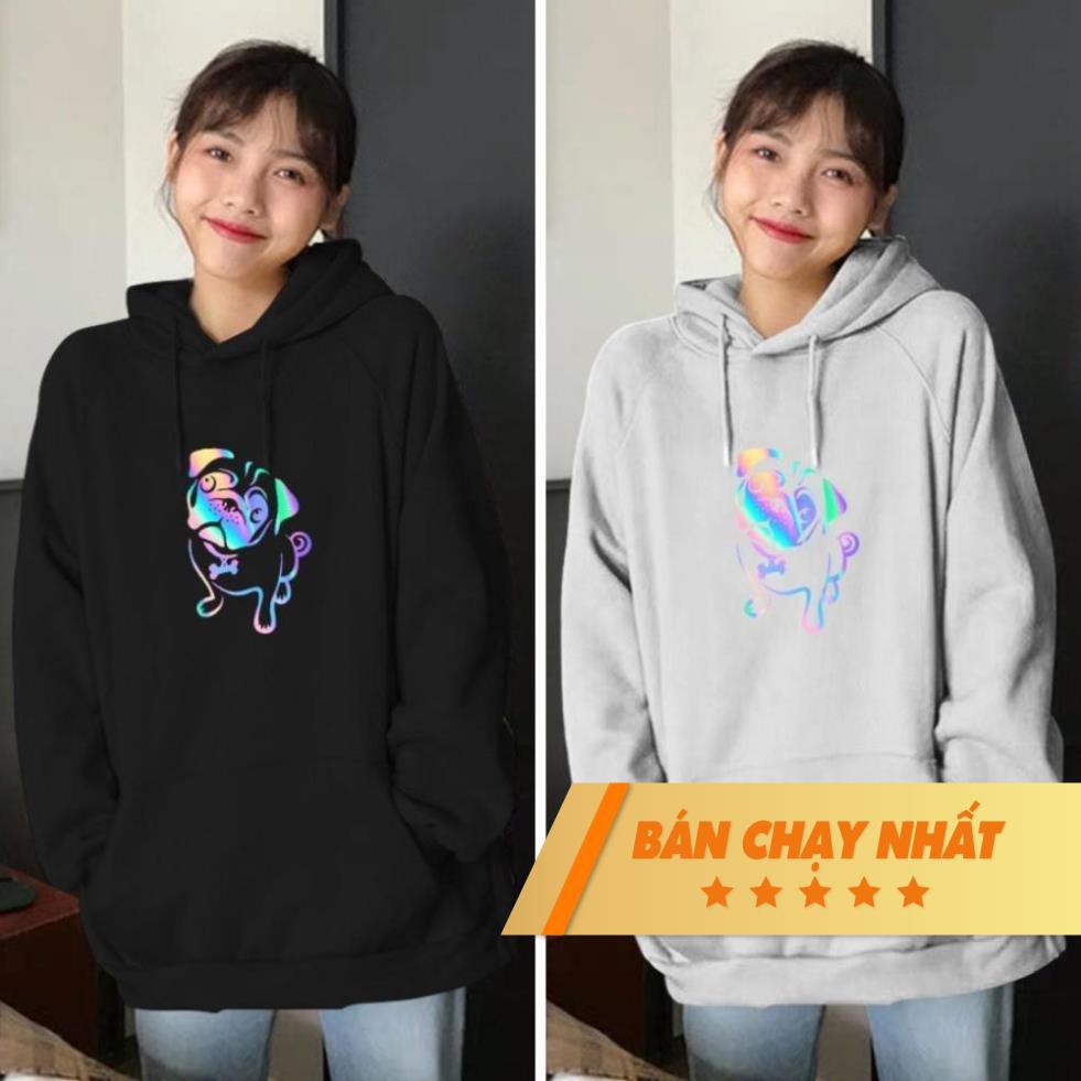 Áo khoác hoodie phản quang nỉ Chó Pug KN29 Chuẩn Xịn - Amore mio Closet | BigBuy360 - bigbuy360.vn