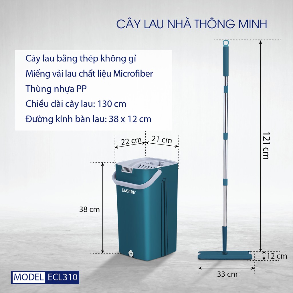 Cây lau nhà thông minh tự vắt EMPIRE ECL310, xoay 360•