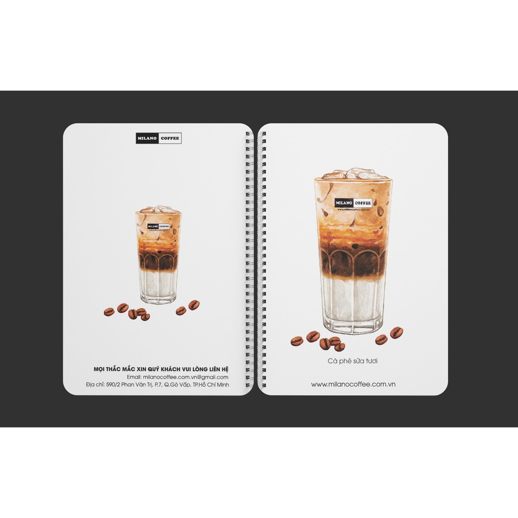 Sổ tay Milano Coffee tranh vẽ màu nước 105×148 (mm)