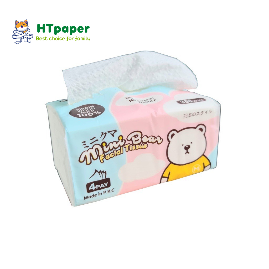 [HỎA TỐC] Combo 10 Gói Khăn Giấy Rút Mini Bear Nhật Bản siêu mềm mịn an toàn cho bé gói 300 tờ x 4 lớp