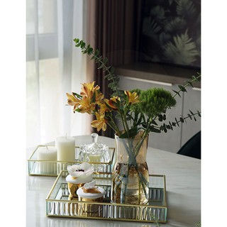 Khay đựng mỹ phẩm, khay trưng bày, decor chữ nhật bubble mặt gương Gold76