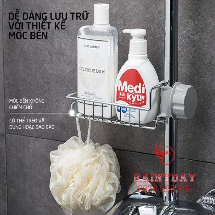 Giá khay inox để đựng đồ rẻ rửa bát chén miếng xà phòng gắn treo vòi nước bồn chậu nhà bếp