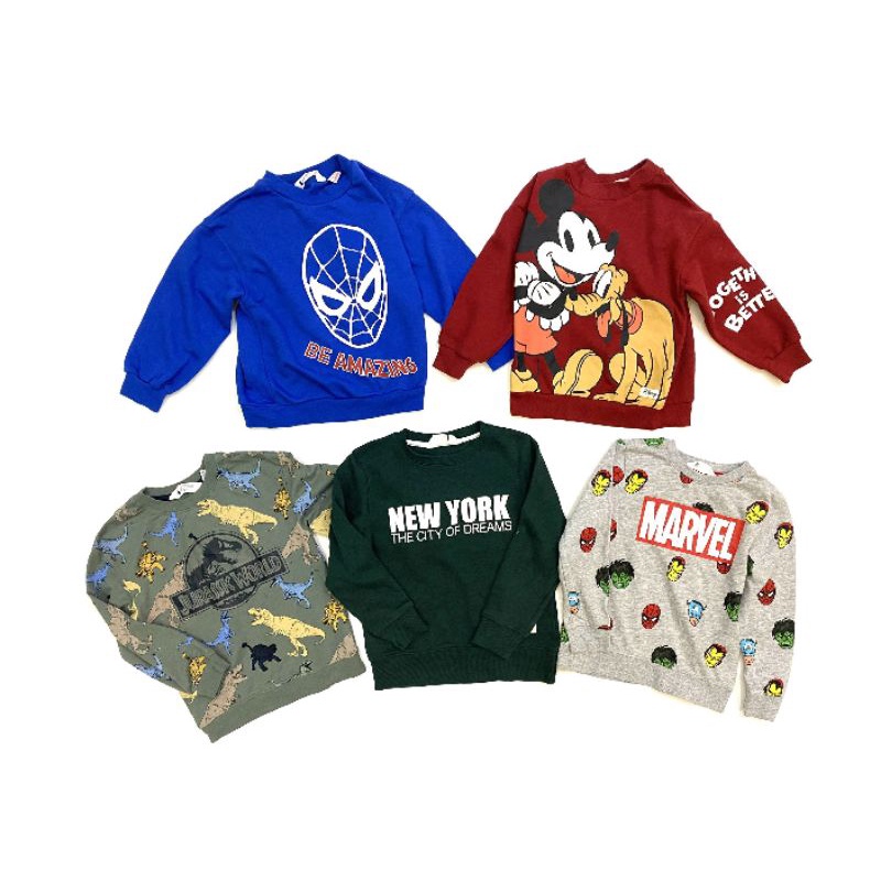 Áo nỉ cổ tròn bé trai dư xịn 2-10y