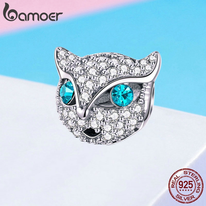 Hạt charm Bamoer hình cáo đính đá lấp lánh thời trang