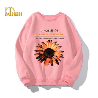 Áo sweater nam nữ in hoa chất liệu vải nỉ bông mềm mịn size từ 40-70kg