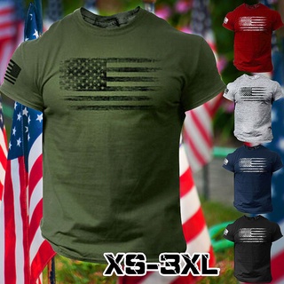 Áo Thun Nam In Hình Cờ Mỹ Cá Tính