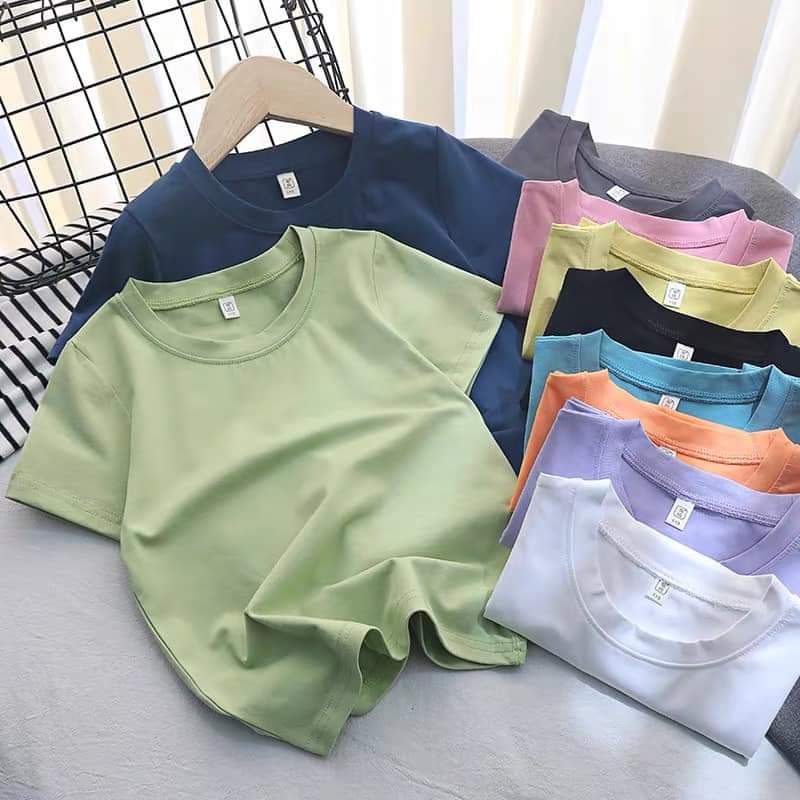 Áo thun trơn thời trang nhiều màu thun cotton mềm mịn cho bé trai, bé gái