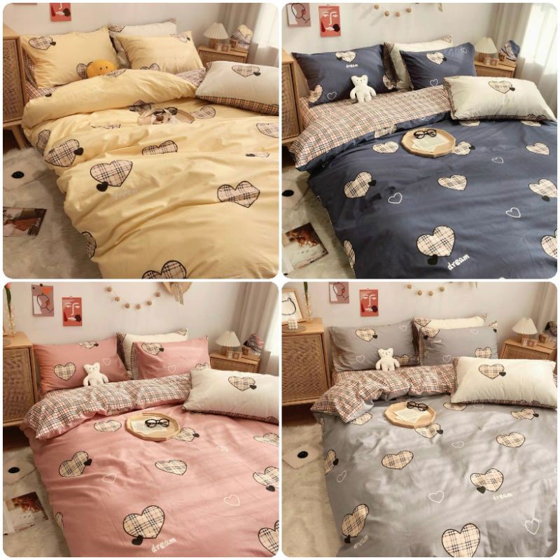 Bộ Chăn Ga Gối Cotton Poly Nhập Khẩu Chăn Ga Gối Tim Màu | BigBuy360 - bigbuy360.vn
