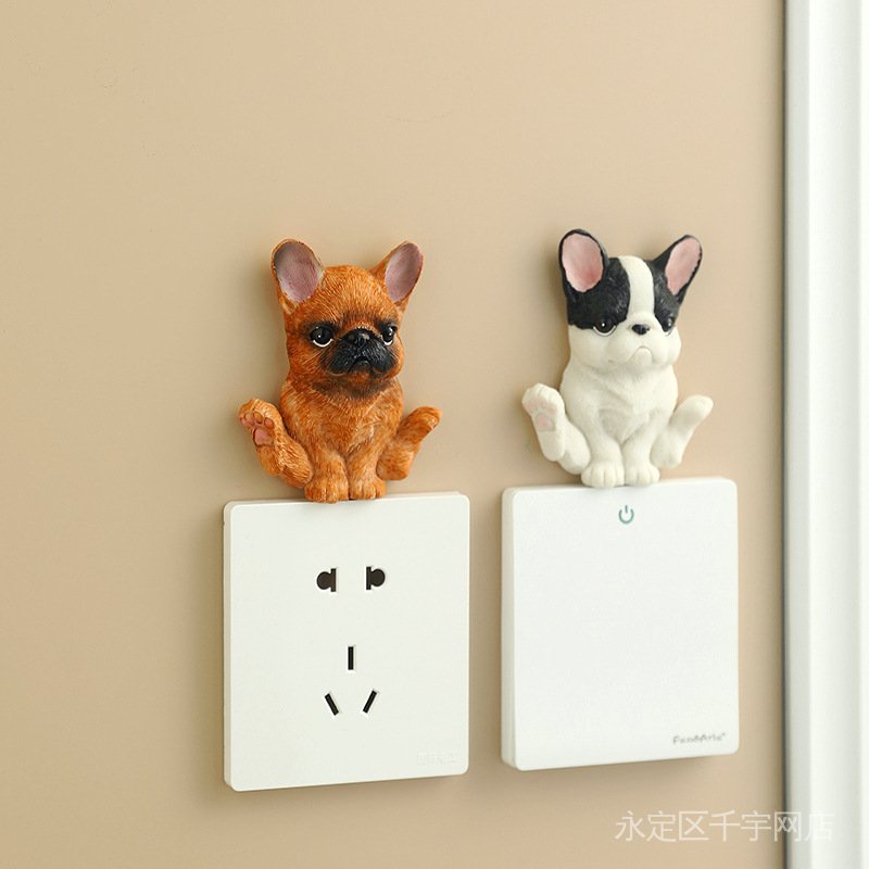 Miếng Dán Trang Trí Công Tắc Hình Chó Bull Dễ Thương
