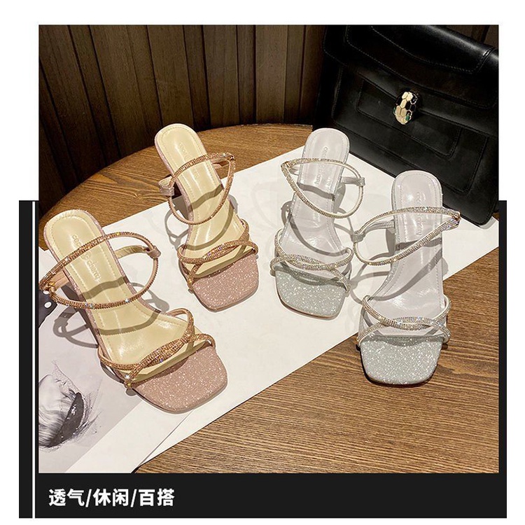 Giày cao gót đính sequin lấp lánh thời trang mùa hè dành cho nữ