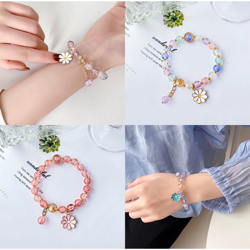 Vòng tay chuỗi hạt pha lê thiết kế đơn giản dễ thương