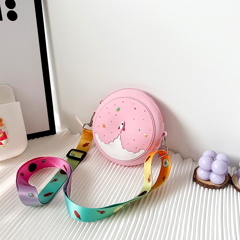 Túi Đeo Chéo Hình Bánh Donut Bằng Silicon Phong Cách Công Chúa Dễ Thương Cho Bé Gái