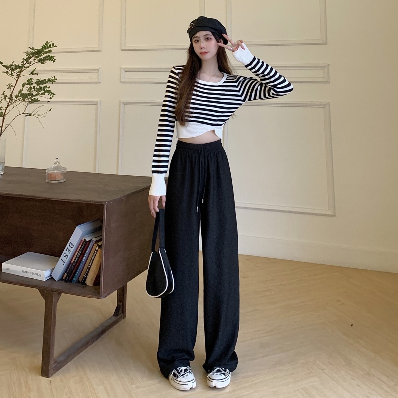 Quần dài ống rộng lưng cao phong cách Hàn Quốc cá tính dành cho bạn nữ
