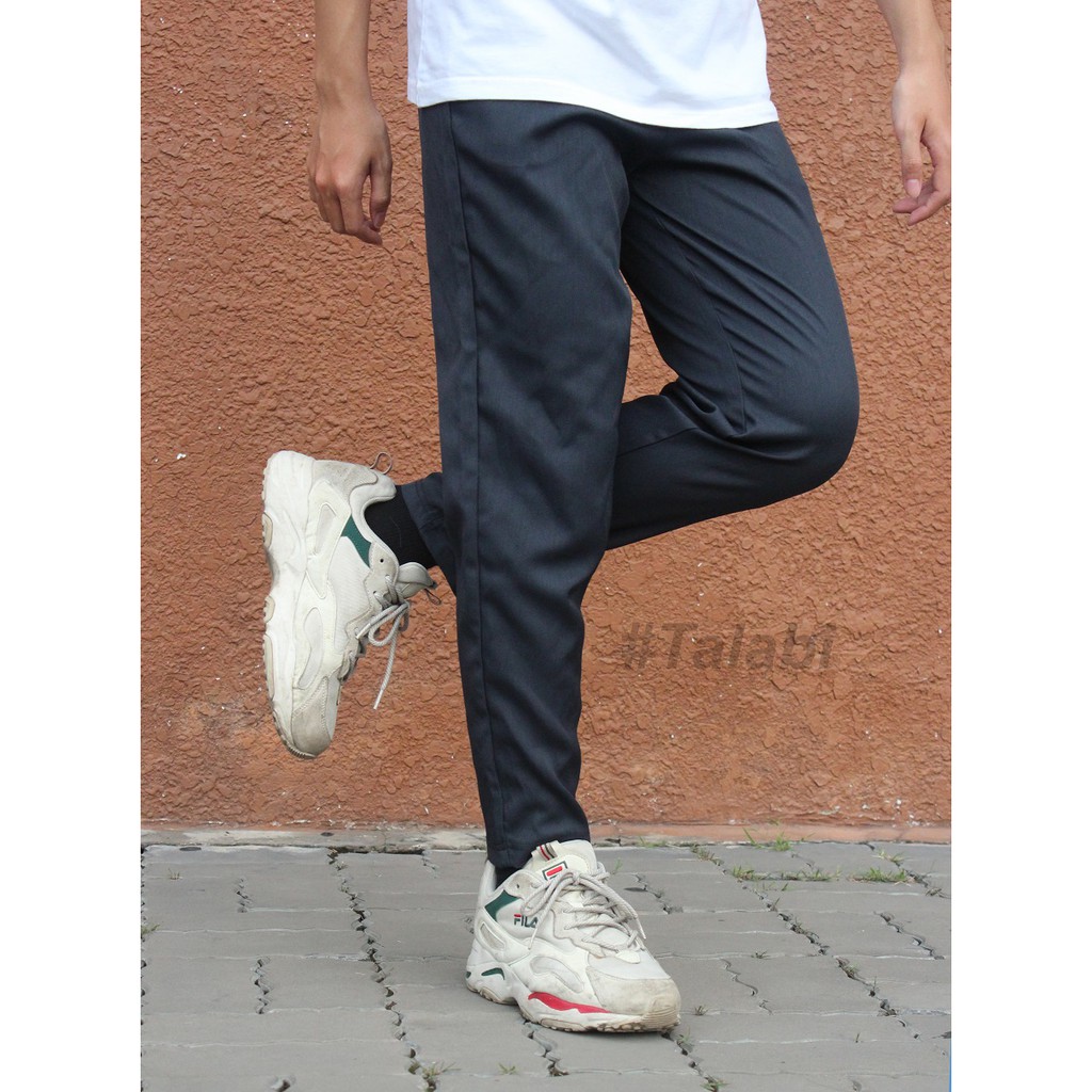 Quần KAKI thun xanh đen Ống Suông Unisex - Talabi shop
