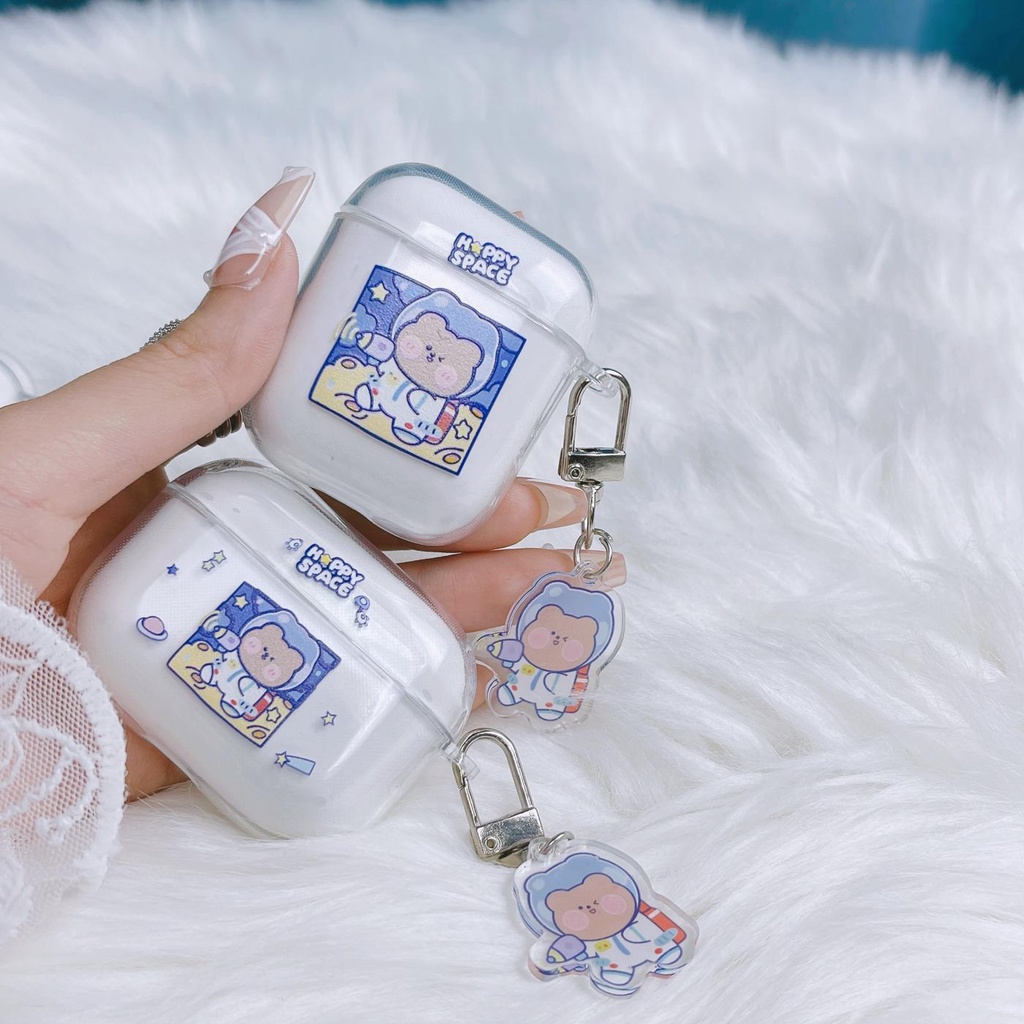 Vỏ Bảo Vệ Hộp Sạc Tai Nghe Bluetooth AirPods 1/2/3/Pro 2021 inPods i12 Bằng Tpu Trong Suốt In Hình Gấu Thỏ Dễ Thương