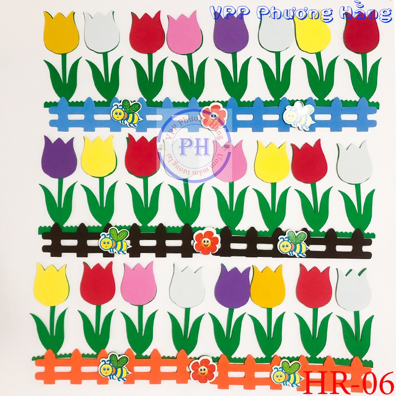 Hàng rào hoa tulip xốp trang trí mầm non - Cỡ nhỏ