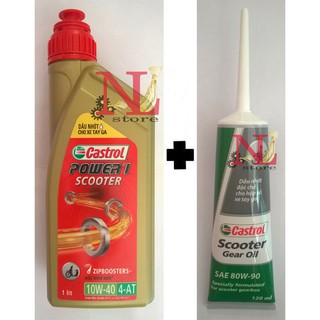 combo nhớt castrol power 1 xe tay ga, 1 nhớt hộp số castrol