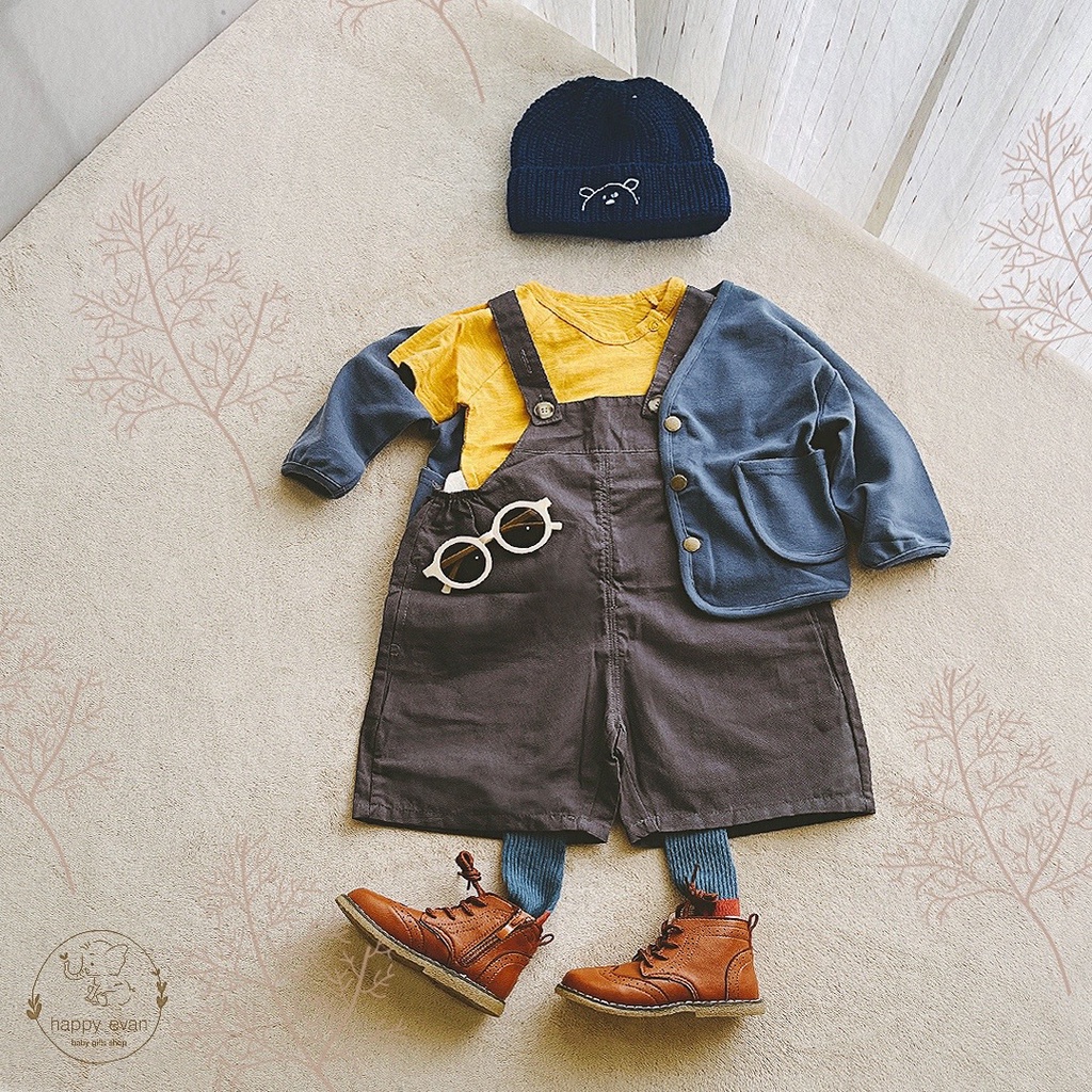 Quần yếm kaki cho bé trai bé gái, chất kaki cotton, phong cách Hàn Quốc cho bé trai bé gái. [Happy Evan]