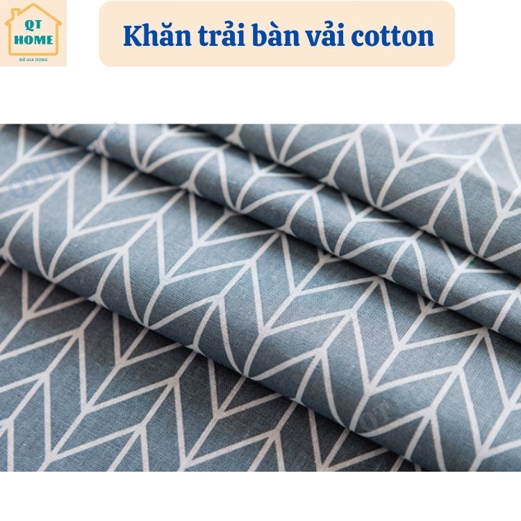 Khăn Trải Bàn Vải Cotton Màu Ghi Họa Tiết Mũi Tên Nhiều Kích Thước