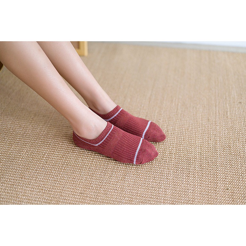 Vớ ngắn cổ viền sọc nữ, tất nữ cổ thấp một sọc gân nhỏ NEKO