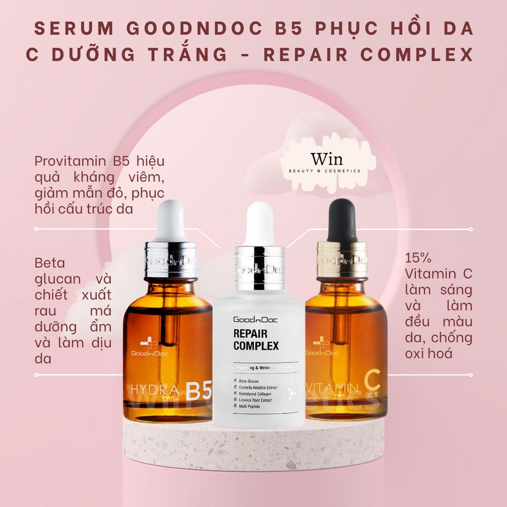 Serum tinh chất dưỡng da Goodndoc Hydra B5 phục hồi da - Serum C dưỡng sáng đều màu da - Serum Repair Complex làm dịu da