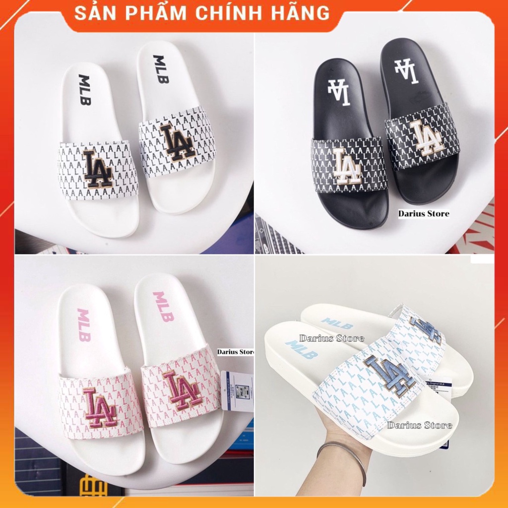 Dép Nam Nữ  𝐌𝐋𝐁 LA Unisex Quai Ngang Siêu Hot Trend Chữ Thêu Sắc Nét Nhiều Màu, đủ size [ Fullbox + Hỗ trợ đổi size ]