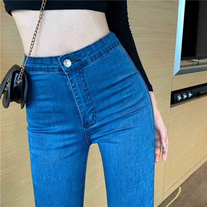 Quần Jeans Nữ Lưng Cao Ống Rộng Rách Gối Thời Trang Mới