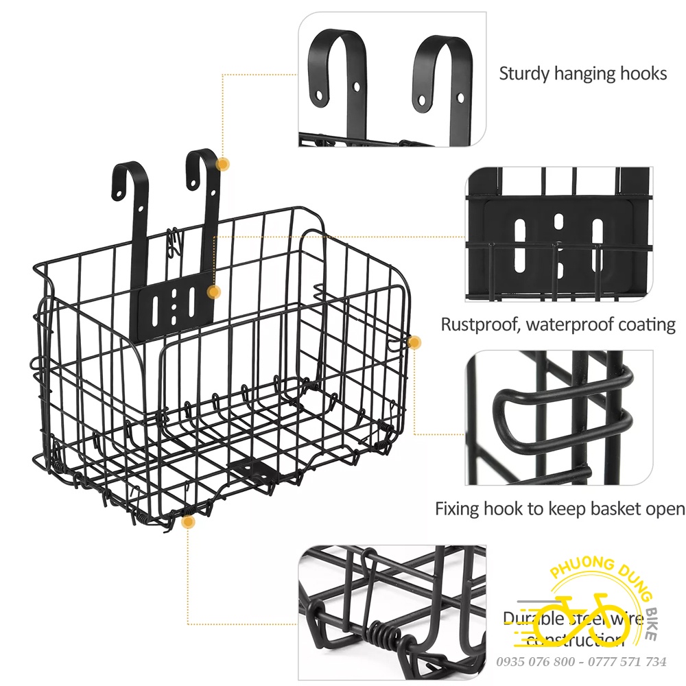 Giỏ xe đạp - Giỏ gấp gọn gắn ghi đông, baga sau xe đạp