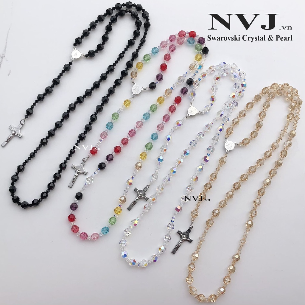Mân côi - chuỗi 50 hạt pha lê cao cấp SWAROVSKI của Áo, tròn 8ly nhiều màu rực rỡ tùy chọn