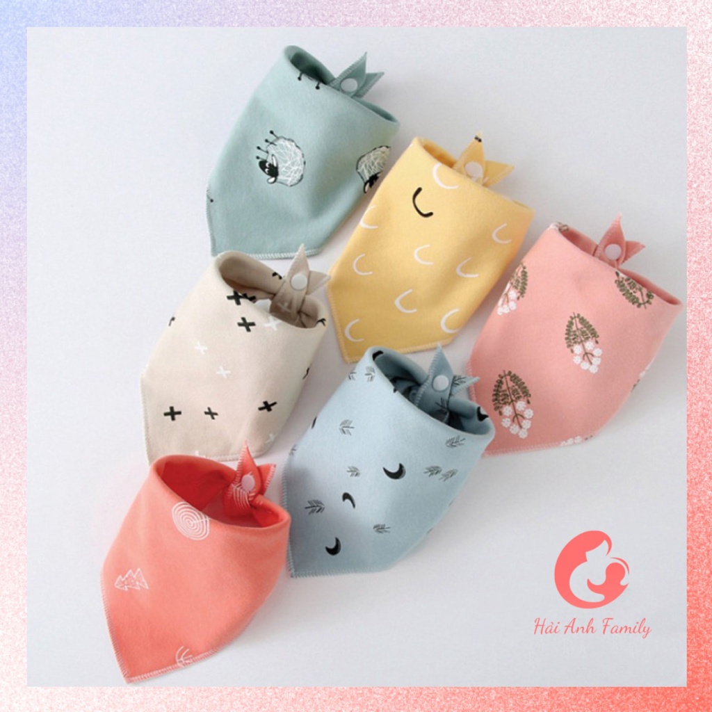 Khăn yếm tam giác cho bé chất liệu Cotton 2 lớp có cúc bấm cao cấp - Hải Anh Family
