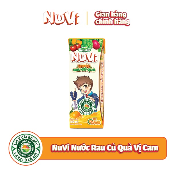 Thùng 48 Hộp NuVi Nước Rau Củ Quả Vị Cam 180ml