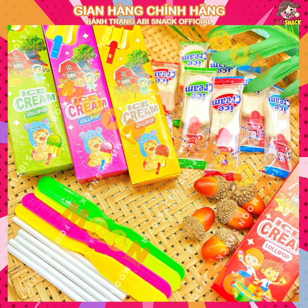 kẹo sữa mút kem “ICE CREAM Lolipop 4 Vị hãng STA kèm đồ chơi chong chóng