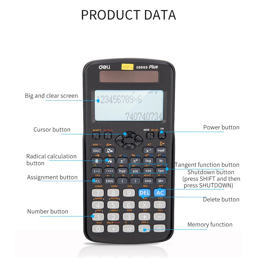 Máy tính kỹ thuật Deli 991ES - 417 chức năng - Được phép mang vào phòng thi