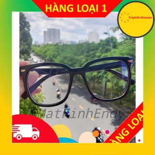 Gọng kính cận vuông A227 kèm sẳn tròng 0 độ chống ánh sáng xanh bảo vệ mắt trước màn hình phù hợp mặt tròn, dài, to