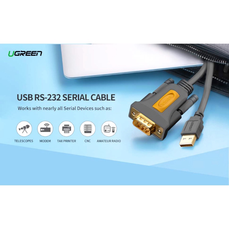 Cáp USB 2.0 To Com RS232-DB9 UGREEN 20210 Dài 1M - Hàng Chính Hãng