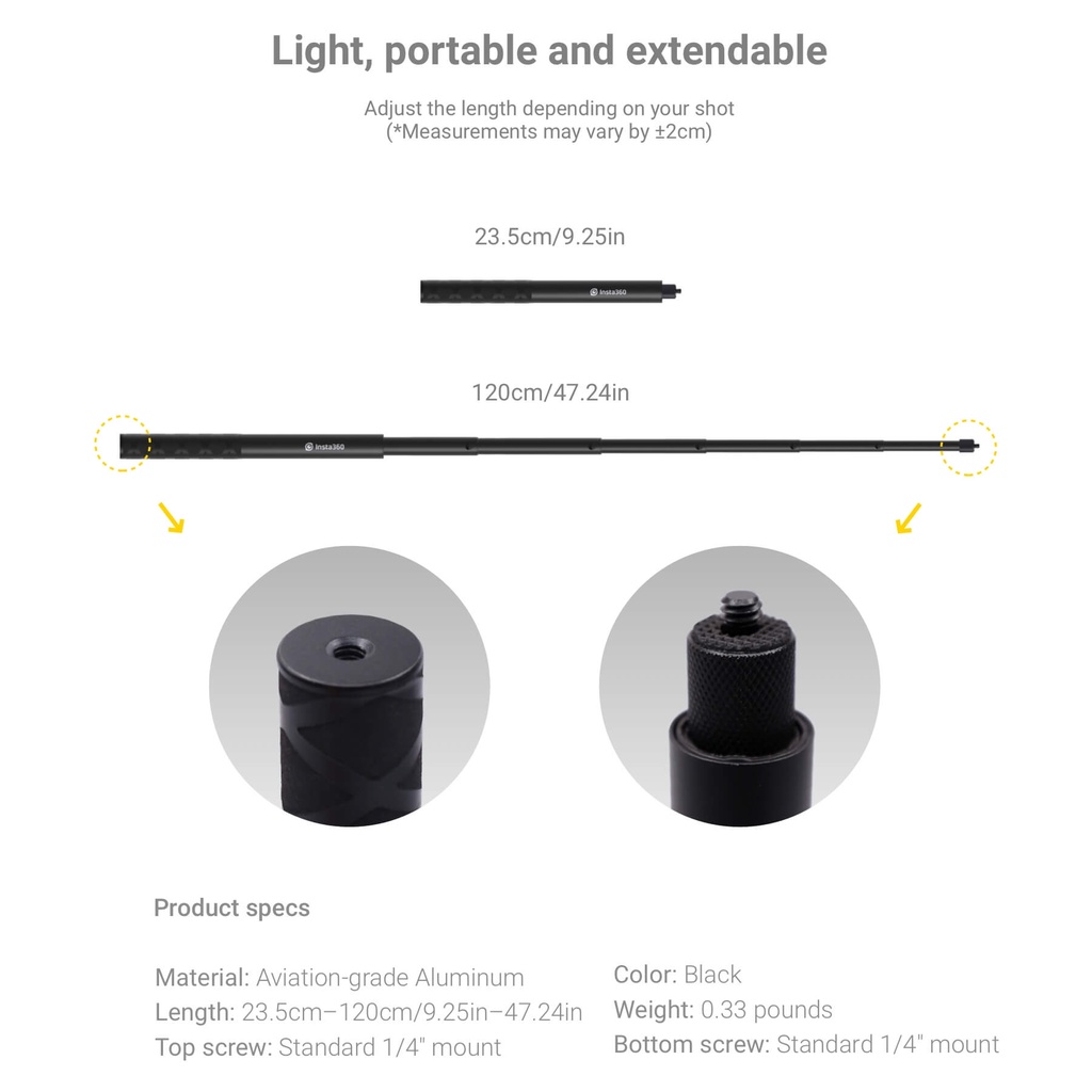GẬY TÀNG HÌNH INSTA360 – GOPRO 120CM CHÍNH HÃNG