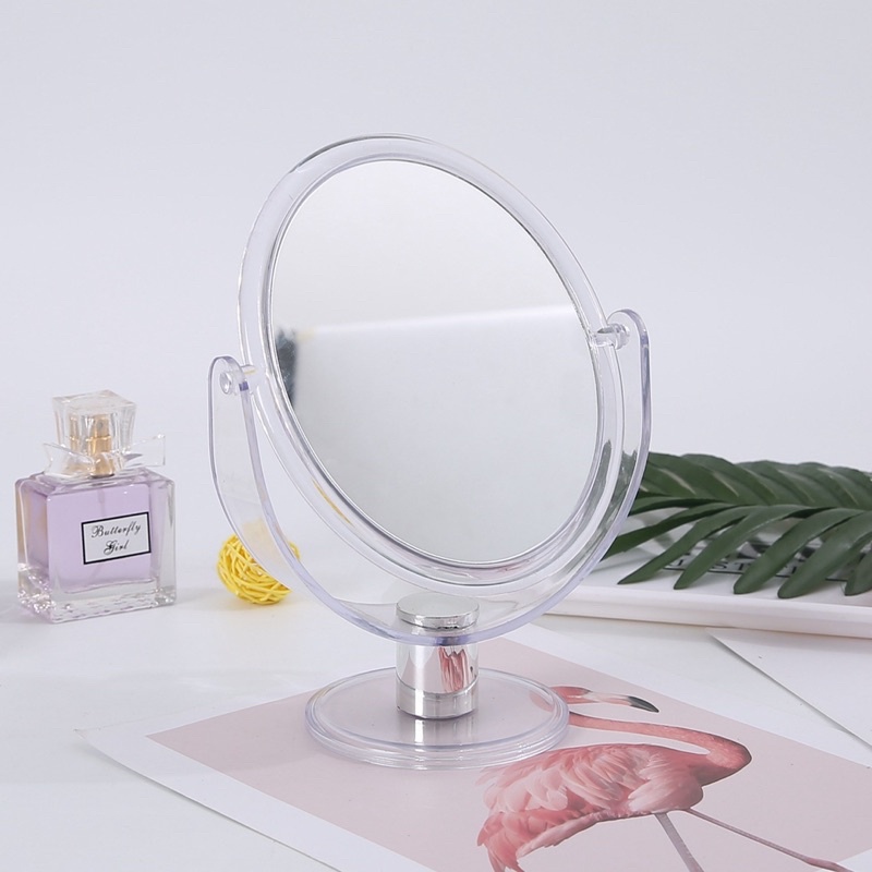 Gương trang điểm mini hai mặt ✨ FREESHIP ✨ để bàn trong suốt decor
