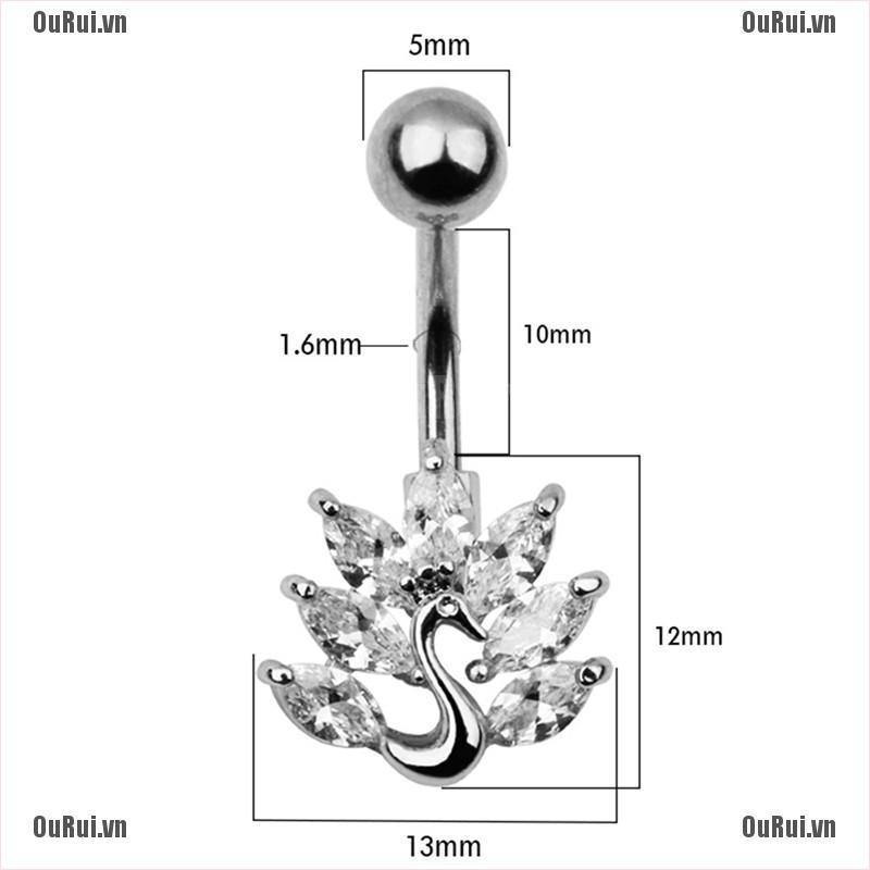 Khuyên Rốn Hình Chim Công Dễ Thương