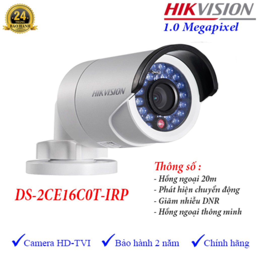 [Mã ELFLASH3 hoàn 10K xu đơn 20K] Camera HD-TVI Hikvision DS-2CE16C0T-IRP - BH 24 Tháng chính hãng