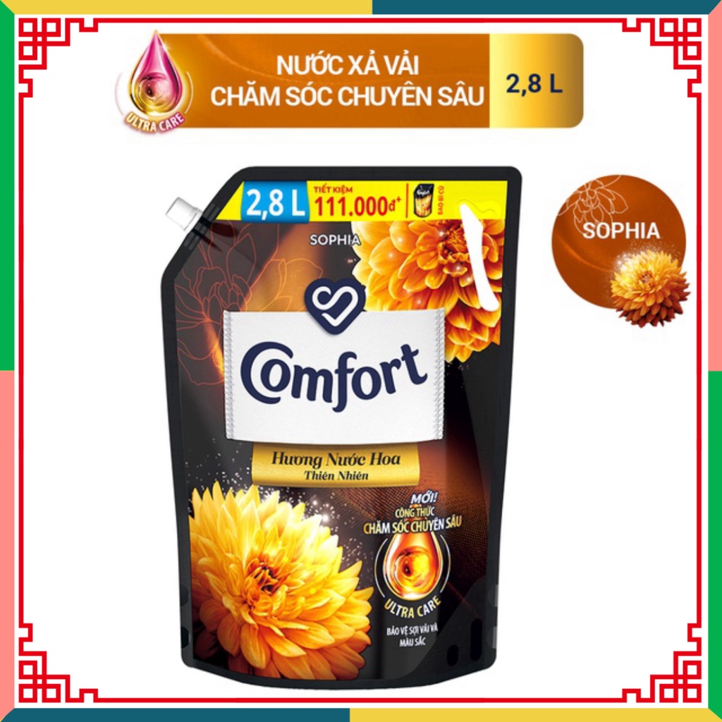 Nước xả làm mềm vải Comfort dưỡng sâu sát một lượt xả / Hương nước hoa thiên nhiên tự nhiên túi 2.8L