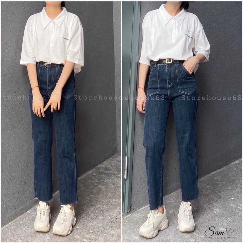 QUẦN JEANS NỮ, QUẦN ỐNG ĐỨNG PHONG CÁCH HÀN QUỐC MS24719