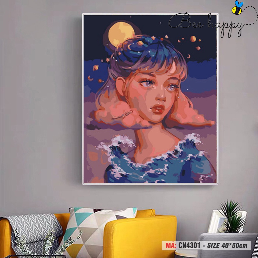 Tranh tô màu số hóa Sondausohoavn treo tường trang trí cô gái tinh tú CN4301