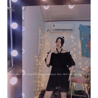 ĐẦM XẾP LI TRỄ VAI PHỐI REN [ BIGSIZE 60-90KG ]