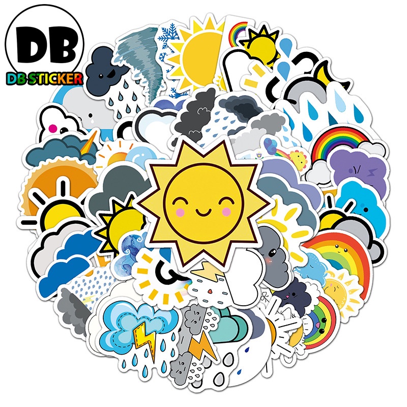 Hình dán sticker phong cách thời tiết hoạt hình dễ thương dán trang trí - DB.113