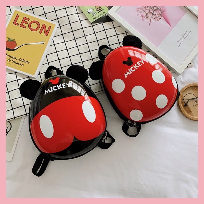 Balo bé gái vỏ nhựa hình chuột Mickey