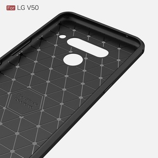 Casing LG V50 ThinQ carbon fiber brushed pattern phone case soft shell