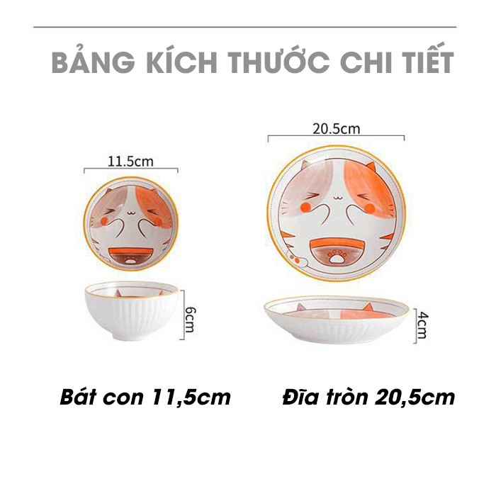 Bộ bát đĩa sứ ngộ nghĩnh, đáng yêu bộ chén dĩa ăn cơm decor bằng sứ men đẹp, Bát đĩa ăn dặm cho bé Annie Baby