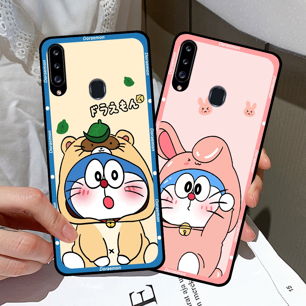 Ốp lưng Samsung A20s in hình cặp đôi doremon, hổ, khủng long dễ thương